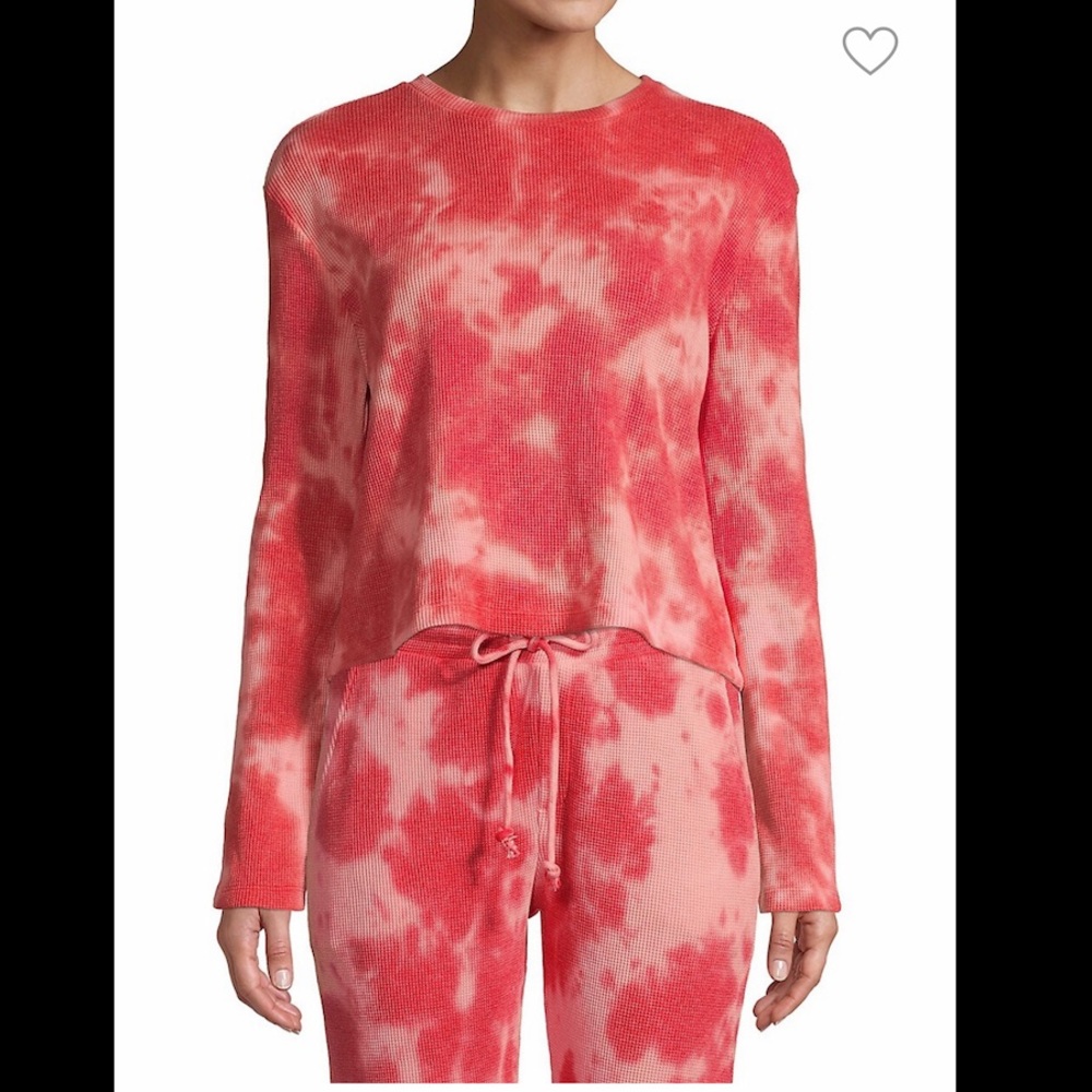 Pink tye dye waffle lounge set